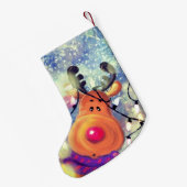 Kerststoppen met Happy Reindeer Kleine Kerstsok (Achterkant (Hangend))