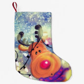 Kerststoppen met Happy Reindeer Kleine Kerstsok (Voorkant)