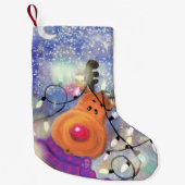 Kerststoppen met Happy Reindeer Kleine Kerstsok (Voorkant)