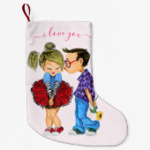 Kerststoppen met paarse liefde - aangepaste tekst kleine kerstsok (Voorkant)