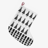 Kerststoppen, zwarte en witte bomen gecheckt grote kerstsok (Voorkant (Hangend))