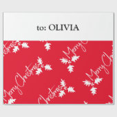 kerststouwstijl Modern Red, naam toevoegen Cadeaupapier (Vlak)