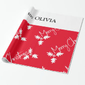 kerststouwstijl Modern Red, naam toevoegen Cadeaupapier (Uitgerold)