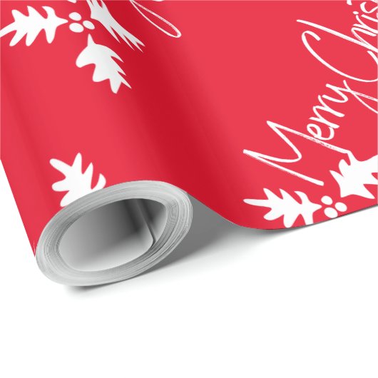 kerststouwstijl Modern Red, naam toevoegen Cadeaupapier (Rol Hoek)