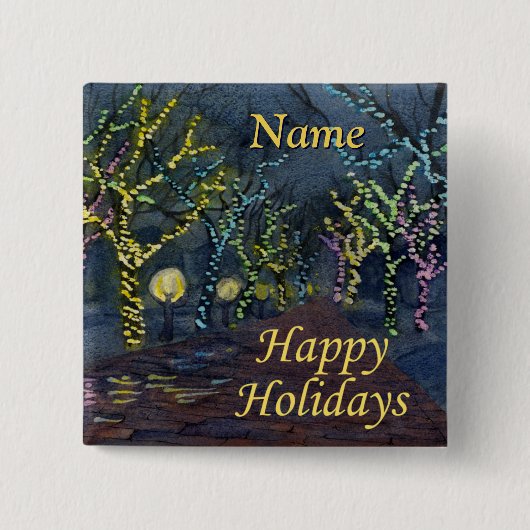 kerststraat vierkante button 5,1 cm (Voorkant)