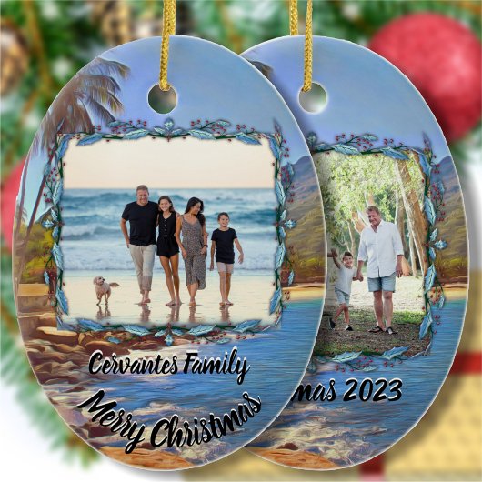 Kerststrand Familie Vakantie 761 Keramisch Ornament