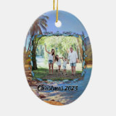 Kerststrand Familie Vakantie 761 Keramisch Ornament (Achterkant)