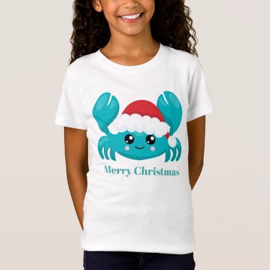 Kerststrand krab vakantie bericht toevoegen t-shirt (Voorkant)