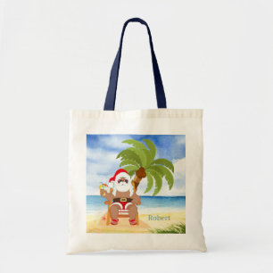 kerststrand Santa add naam kinder unisex Tote Bag