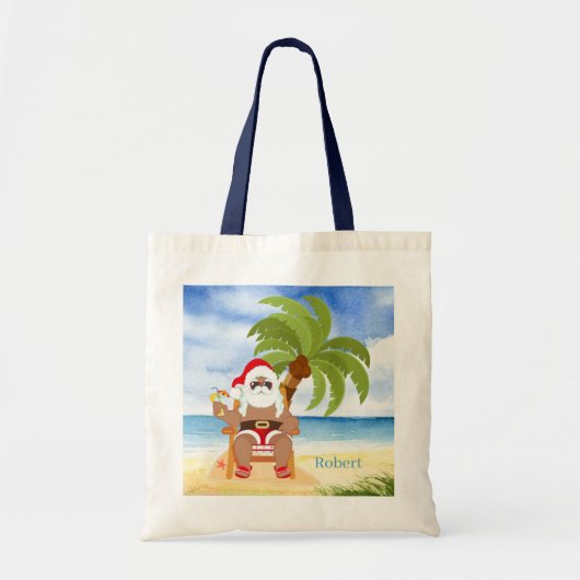 kerststrand Santa add naam kinder unisex Tote Bag (Voorkant)