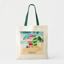 kerststrand Santa add naam kinder unisex Tote Bag