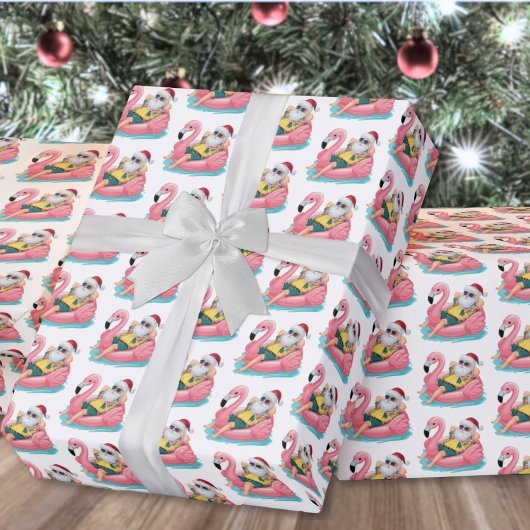 Kerststrand Santa Cadeaupapier