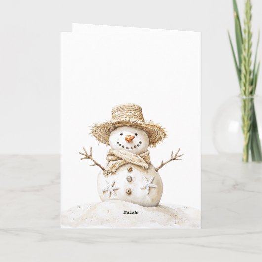 Kerststrand Starfish Snowman Kaart (Achterkant)