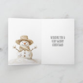 Kerststrand Starfish Snowman Kaart (Binnen)