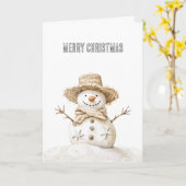 Kerststrand Starfish Snowman Kaart (Gele Bloem)