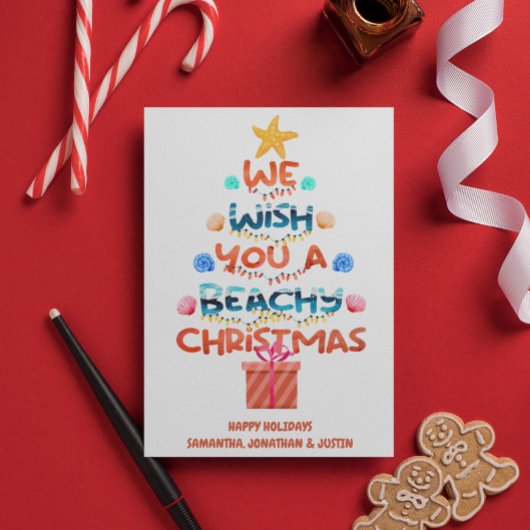 Kerststrand tropisch strand boom briefkaart