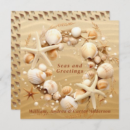 Kerststrand Tropische Schelpen Zeester Feestdagenkaart (Voorkant / Achterkant)