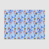 Kerststrand zeemeerminnen dolfijnen tissuepapier (Voorkant)