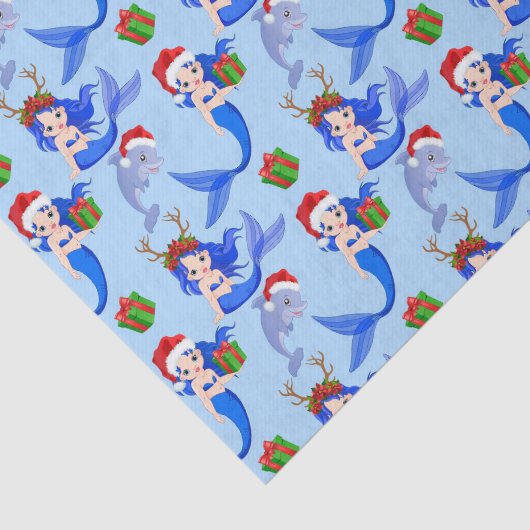 Kerststrand zeemeerminnen dolfijnen tissuepapier (Detail)