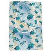 Kerststrand Zeeschildpad Glitter Glans Medium Cadeauzakje (Voorkant)