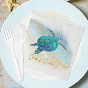 Kerststrand Zeeschildpad Zeeën en Groeten Servet