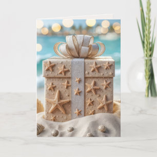 Kerststrandcadeau met zeester kaart