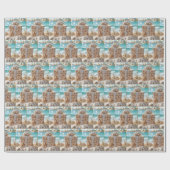 Kerststrandcadeau met zeesterren cadeaupapier (Vlak)