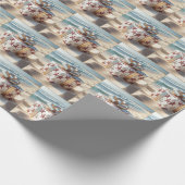 Kerststrandcadeau met zeesterren cadeaupapier (Hoek)