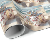 Kerststrandcadeau met zeesterren cadeaupapier (Rol Hoek)
