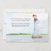 Kerststrandfeest Watercolor Vuurtoren Kaart (Achterkant)