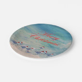 Kerststrandlopers kust Vakantie feest Papieren Bordje (Gekanteld)