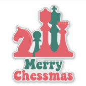 Kerststrategie schaakstukken bordspel feestelijk sticker (Voorkant)