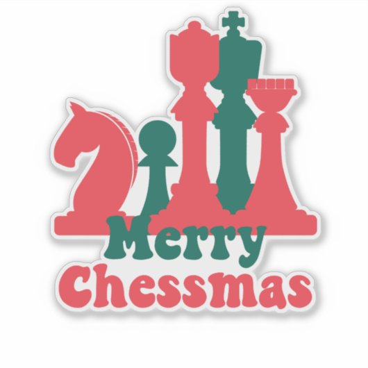 Kerststrategie schaakstukken bordspel feestelijk sticker (Voorkant)