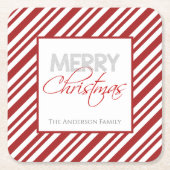 kerststreep met snoepriet | Aangepast Kartonnen Onderzetters (Voorkant)