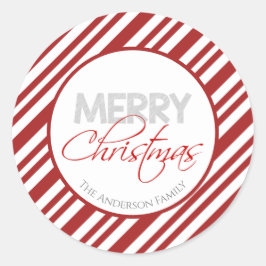 kerststreep met snoepriet | Aangepast Ronde Sticker