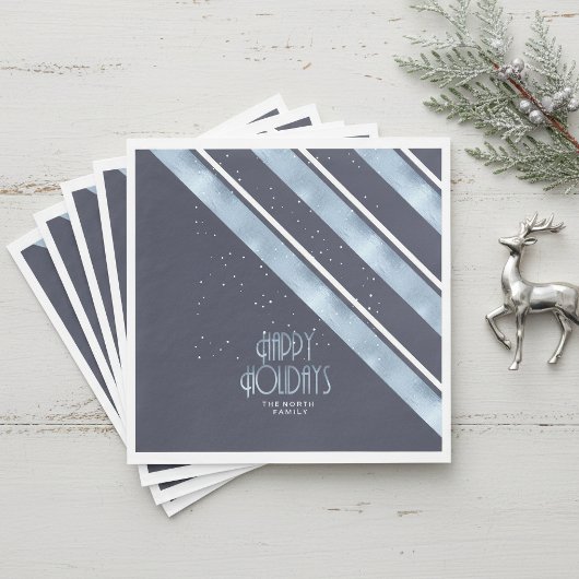 Kerststreeppatroon Blauw/Wit ID862 Servet