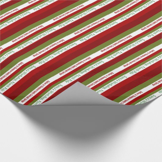 Kerststrepen, aangepast aan de kerstman cadeaupapier (Hoek)