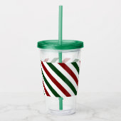  kerststrepen acryl drinkbeker (Voorkant)