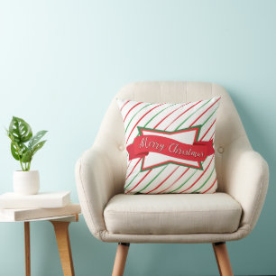 kerststrepen en banner kussen