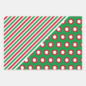 kerststrepen en Stippen - Rood groen feestelijk ca Inpakpapier Vel (Voorkant 2)