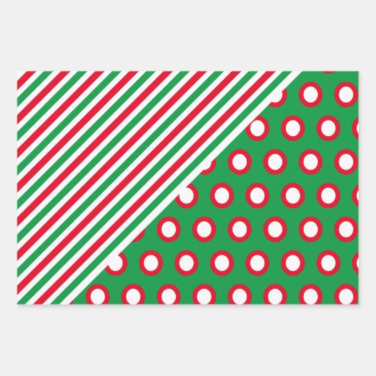 kerststrepen en Stippen - Rood groen feestelijk ca Inpakpapier Vel (Voorkant 2)