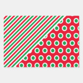 kerststrepen en Stippen - Rood groen feestelijk ca Inpakpapier Vel (Voorkant)