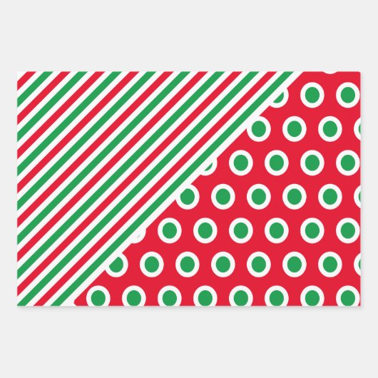 kerststrepen en Stippen - Rood groen feestelijk ca Inpakpapier Vel (Voorkant)