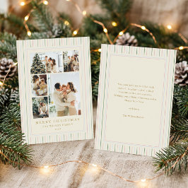 Kerststrepen Fotocollage in Grandmillennial-stijl Feestdagenkaart