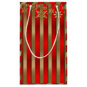 Kerststrepen in goud, rood en groen klein cadeauzakje (Achterkant)