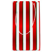 Kerststrepen in wit, groen en rood klein cadeauzakje (Achterkant)
