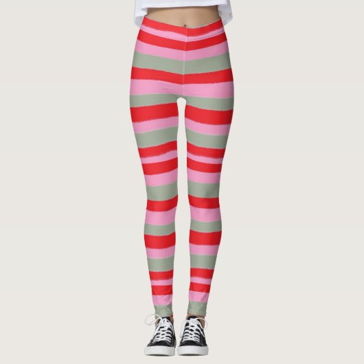 kerststrepen Leggings voor vrouwen (Voorkant)