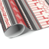 kerststrepen met sneeuwvlokrendierpatroon cadeaupapier (Rol Hoek)