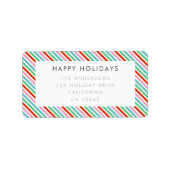 kerststrepen | Modern adres voor kleurrijke weerga Etiket (Voorkant)