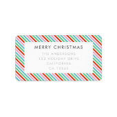 kerststrepen | Modern kleurig koffieadres Etiket (Voorkant)